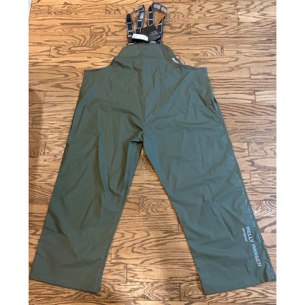 NWT New Helly-Hansen Mandal Rain Bibs Mens 3XL Waterproof Fishing Workwear Green